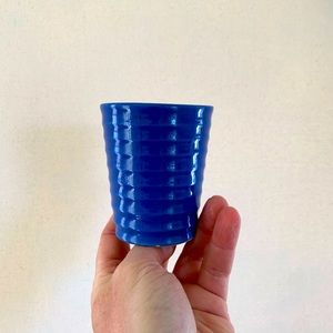 Small blue ceramic planter pot